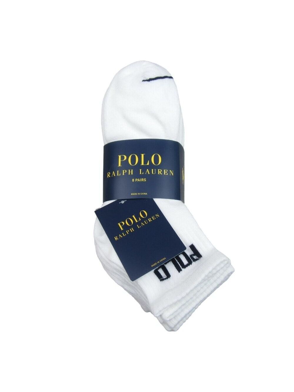 Polo Ralph Lauren Classic White Low Cut Socks Men's Size 6-13 (8-Pack) NEW